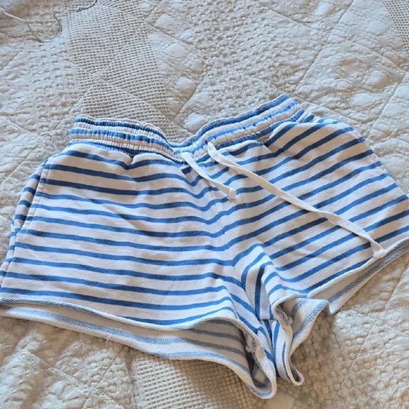 American Eagle Striped Blue and White Sweatshirt and Shorts Lounge Set Medium - Picture 6 of 9